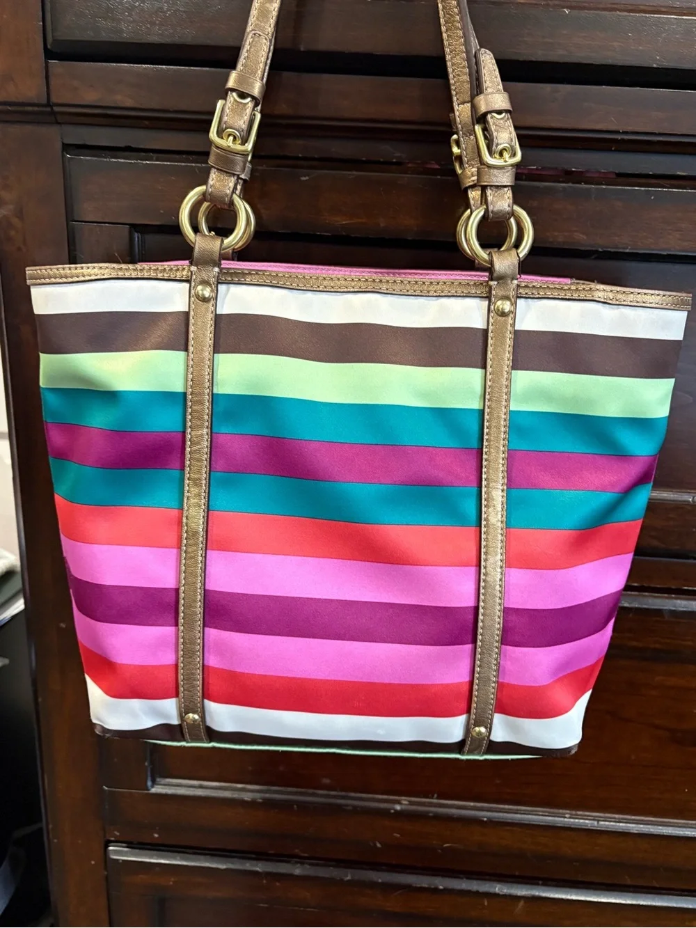 Coach Legacy Striped Sateen Tote